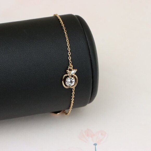 "Sparkling Apple Charm Rose Gold Bracelet with Adjustable Fit, XPBL0851 - Picture 10 of 12